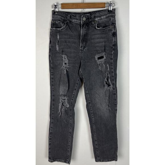 BDG Urban Outfitters High Rise MOM Jeans Black Wash Distressed Size 26 Women’s - Picture 1 of 6
